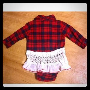 NWOT Plaid Onesie With Lace